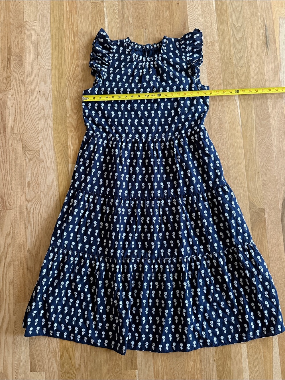 J. Crew Navy Blue Embroidered Tiered Floral Midi Dress - Picture 10 of 13